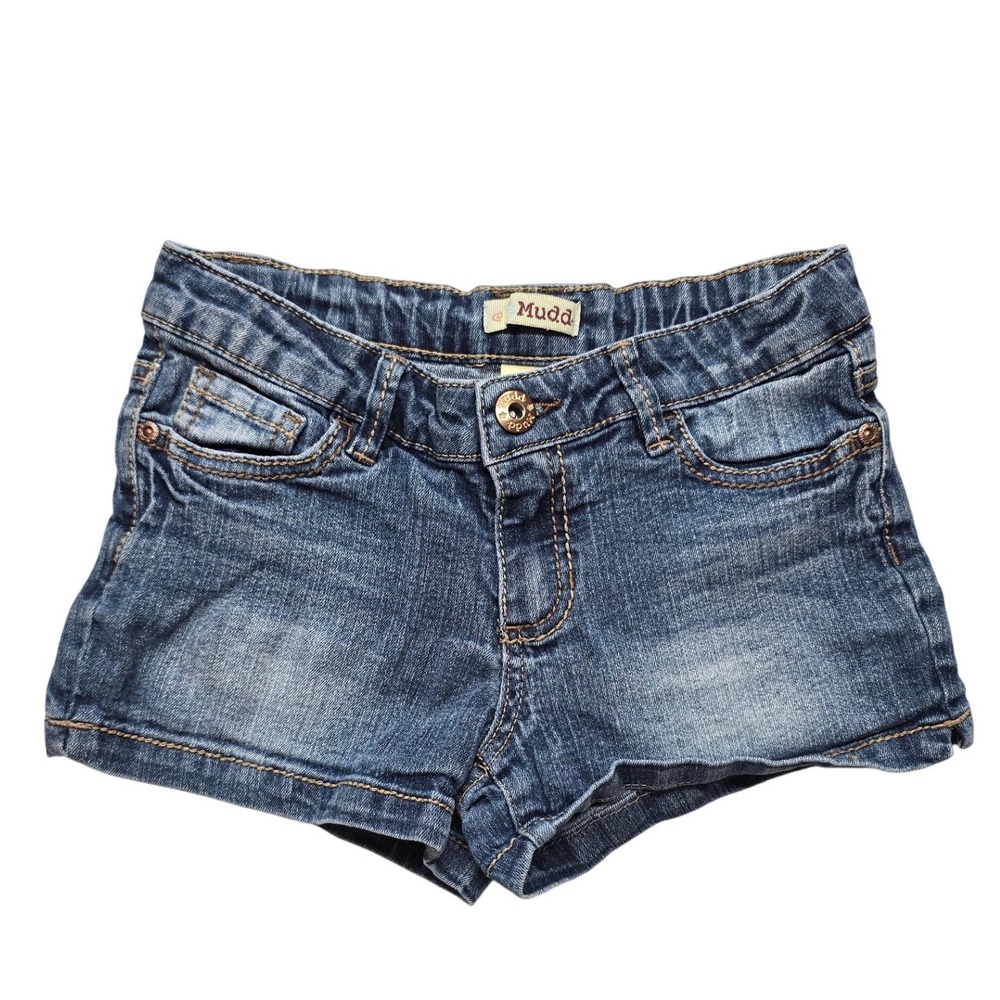 Mudd Girls Denim Shorts Flap Pocket Embroidered Blue Jeans Size 8.5